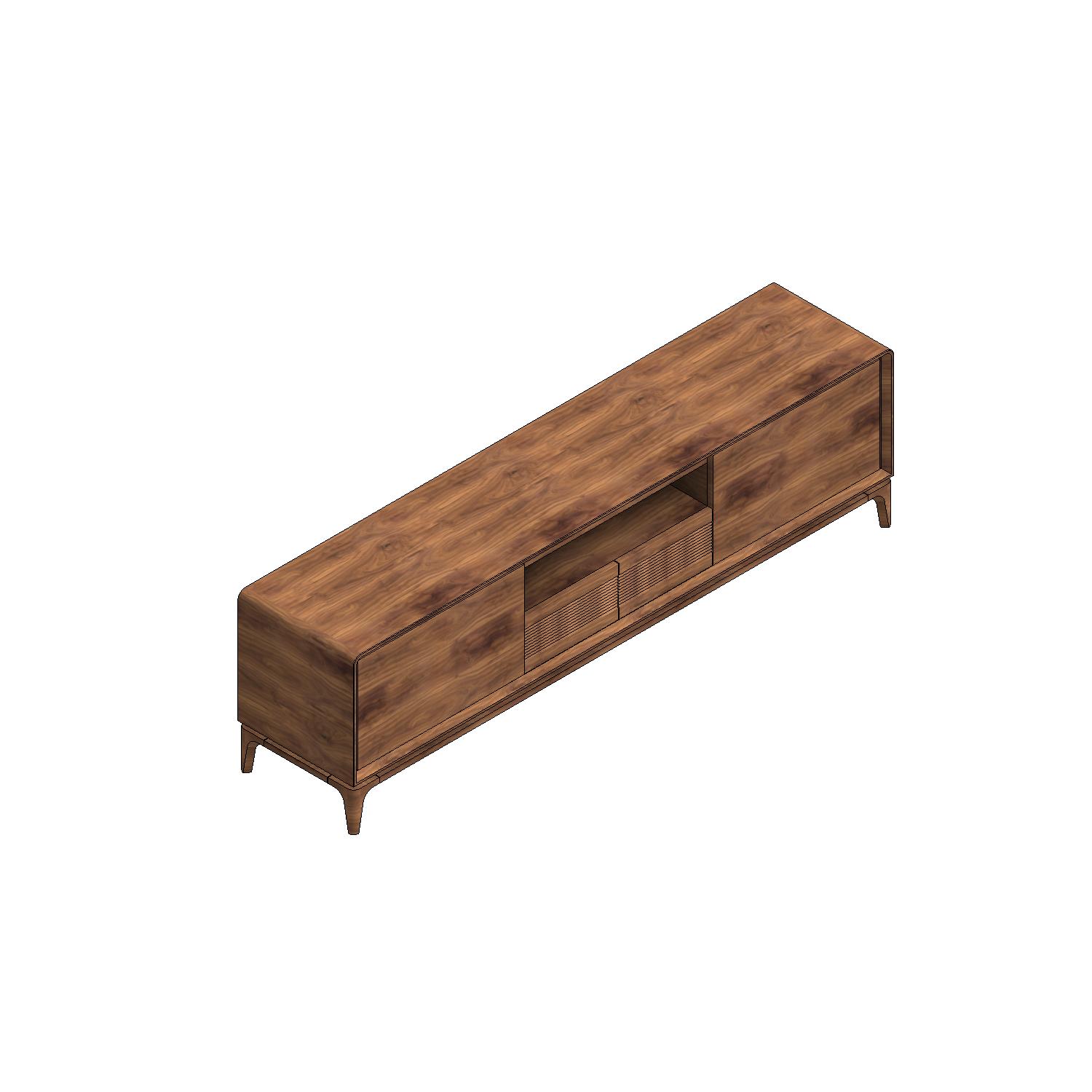 Kệ TV gỗ óc chó hiện đại Revit Family