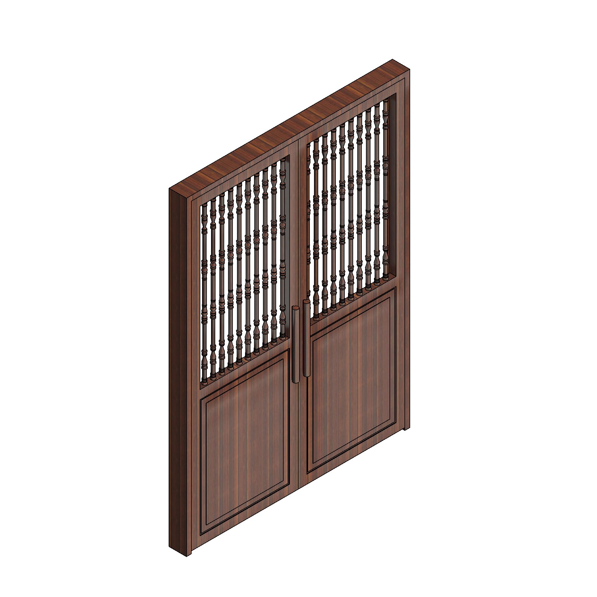 Cửa gỗ 2 cánh thượng song hạ bản - Family Revit